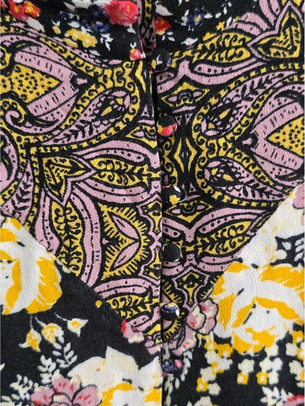 Free People Floral and Paisley Patterned Long Sleeve Blouse Size S/P